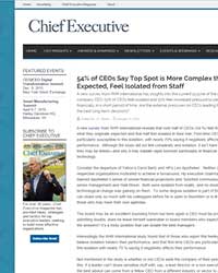 54% of CEOs Say Top Spot is More Complex than Expected, Feel Isolated from Staff